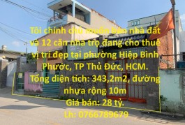 Tôi chính chủ muốn bán nhà đất và 12 căn nhà trọ đang cho thuê vị trí đẹp tại Tp Thủ Đức, TPHCM